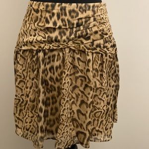 Express Leopard Print Ruching Detail Mini Skirt, Size 6